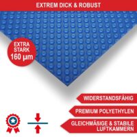 Kompakte Pool Solarplane (300x200cm), wärmespeichernd und zuschneidbar.