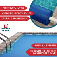 Kompakte Pool Solarplane (300x200cm), wärmespeichernd und zuschneidbar.