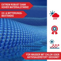 Kompakte Pool Solarplane (300x200cm), wärmespeichernd und zuschneidbar.