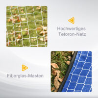 Blaues 2er-Set faltbarer Pop-Up Fussballtore, 123x80x80cm gross, ideal für spontane Spiele und einfaches Verstauen.