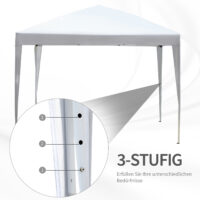 Weißer Pop-Up Pavillon 295x295m mit UV-Schutz.