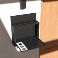 Ein schwarzer Postkasten und Briefkasten aus Metall mit Zeitungsfach, Maße 365x115x29cm.