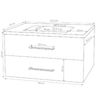 Premium Waschbecken mit Unterschrank hochglanz 90cm schwarz