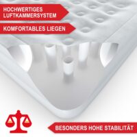 Großes aufblasbares Queensize-Luftbett mit 46 cm Höhe für bequemen Schlaf beim Camping oder Zuhause.