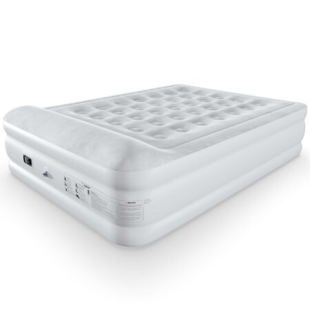 Großes aufblasbares Queensize-Luftbett mit 46 cm Höhe für bequemen Schlaf beim Camping oder Zuhause.