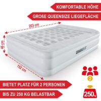 Großes aufblasbares Queensize-Luftbett mit 46 cm Höhe für bequemen Schlaf beim Camping oder Zuhause.