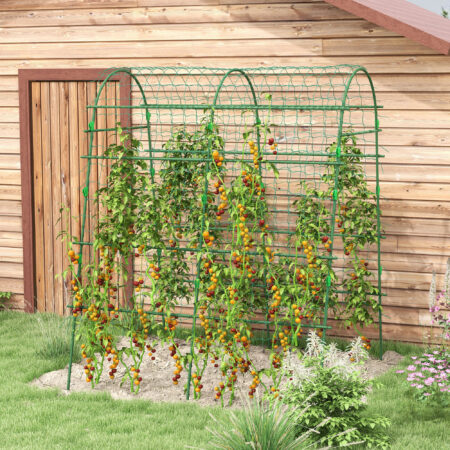 Rankbogen gross mit Vogelschutznetz für den Garten aus Metall