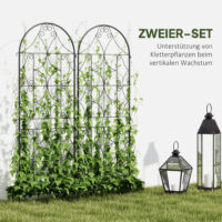 Rankgitter Rankhilfe 2er Set rostfrei für Kletterpflanzen Metall schwarz