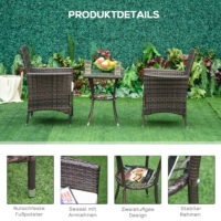 Braunes, klappbares Rattan-Balkonmöbel-Set.