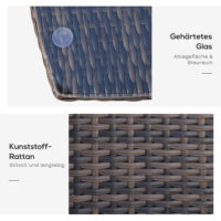 Braunes, klappbares Rattan-Balkonmöbel-Set.