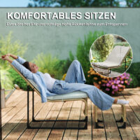 Rattan Relaxsessel mit Fusshocker für Garten mit Kissen