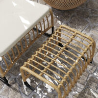 Rattan Relaxsessel mit Fusshocker für Garten mit Kissen