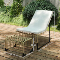 Rattan Relaxsessel mit Fusshocker für Garten mit Kissen