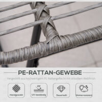 Rattan Relaxsessel Gartensessel mit Fusshocker Outdoor grau