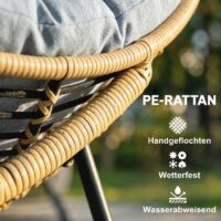 Rattan Schaukelstuhl mit Kissen für Garten Indoor Outdoor grau