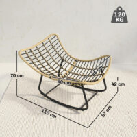 Rattan Schaukelstuhl mit Kissen für Garten Indoor Outdoor grau