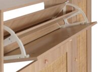 Rattan-Schuhkipper Schuhschrank 3 Kippfächer 2 Regalböden 127x120x24cm Eiche-Optik