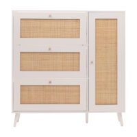 Rattan-Schuhkipper Schuhschrank 3 Kippfächer 2 Regalböden 127x120x24cm weiss
