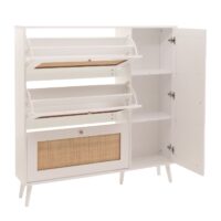 Rattan-Schuhkipper Schuhschrank 3 Kippfächer 2 Regalböden 127x120x24cm weiss