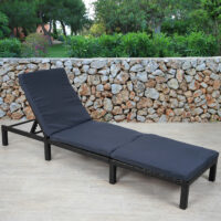 Rattan Sonnenliege Liegestuhl ~ Basic anthrazit, Kissen grau