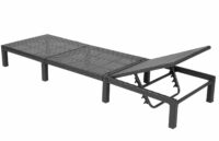 Rattan Sonnenliege Liegestuhl ~ Premium anthrazit Kissen creme