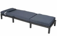 Rattan Sonnenliege Liegestuhl ~ Premium anthrazit Kissen grau