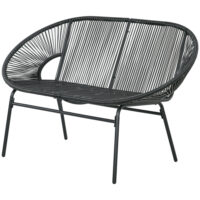 Rattansessel Relaxsessel Boho-Stil für Wohnzimmer schwarz