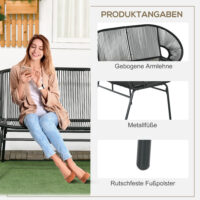 Rattansessel Relaxsessel Boho-Stil für Wohnzimmer schwarz
