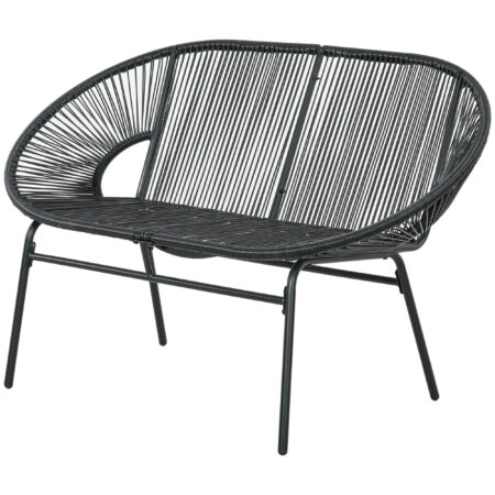 Rattansessel Relaxsessel Boho-Stil für Wohnzimmer schwarz