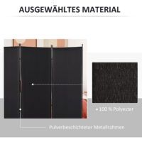 Raumteiler Sichtschutz 3-teilig mit Metallrahmen schwarz