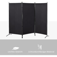 Raumteiler Sichtschutz 3-teilig mit Metallrahmen schwarz