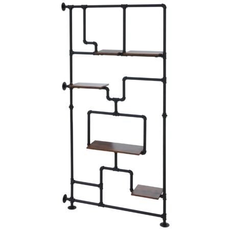 Raumteiler mit Regal Wohnregal Industrial Metall 203x100x20cm dunkelbraun