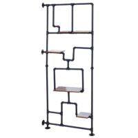 Raumteiler mit Regal Wohnregal Industrial Metall 203x80x20cm dunkelbraun