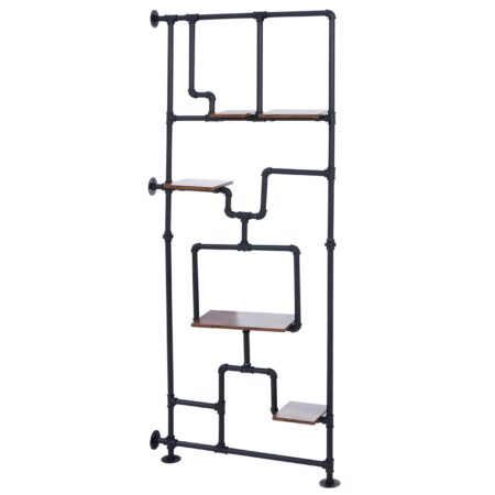 Raumteiler mit Regal Wohnregal Industrial Metall 203x80x20cm dunkelbraun