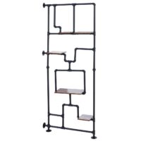 Raumteiler mit Regal Wohnregal Industrial Metall 203x80x20cm dunkelbraun