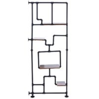 Raumteiler mit Regal Wohnregal Industrial Metall 203x80x20cm dunkelbraun