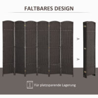 Raumtrenner Sichtschutz faltbar 6-teilig für Wohnräume braun