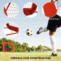 Roter höhenverstellbarer und klappbarer Rebounder mit Netz, vielseitig einsetzbar für verschiedene Ballsportarten.