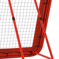 Roter höhenverstellbarer und klappbarer Rebounder mit Netz, vielseitig einsetzbar für verschiedene Ballsportarten.