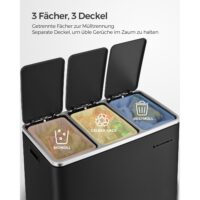 Recycling-Mülleimer Abfalleimer 3x18 L Schwarz.