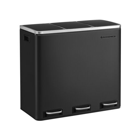 Recycling-Mülleimer Abfalleimer 3x18 L Schwarz.