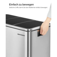 Recycling-Mülleimer Abfalleimer 3x18 L Silber.