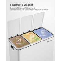 Recycling-Mülleimer Abfalleimer 3x18 L Weiss.