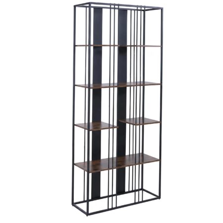 Regal Bücherschrank Hochschrank Industrial 180x80x31cm schwarz dunkelbraun