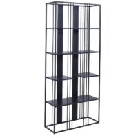 Regal Bücherschrank Hochschrank Industrial 180x80x31cm schwarz schwarz