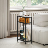 Regal schmal mit Glasböden und Stahlgestell 3-stufig schwarz