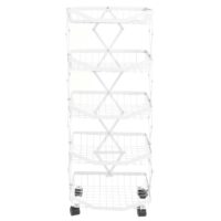 Regal Küchenregal Rollregal Küchenwagen Korb faltbar 95x39x28cm weiss