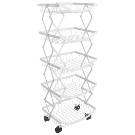 Regal Küchenregal Rollregal Küchenwagen Korb faltbar 95x39x28cm weiss