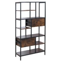 Regal Regalschrank Bücherregal Schubladen Industrial 150x81x33cm dunkelbraun