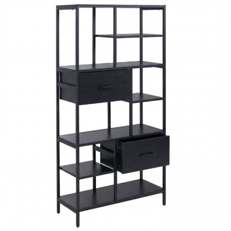 Regal Regalschrank Bücherregal Schubladen Industrial 150x81x33cm schwarz
